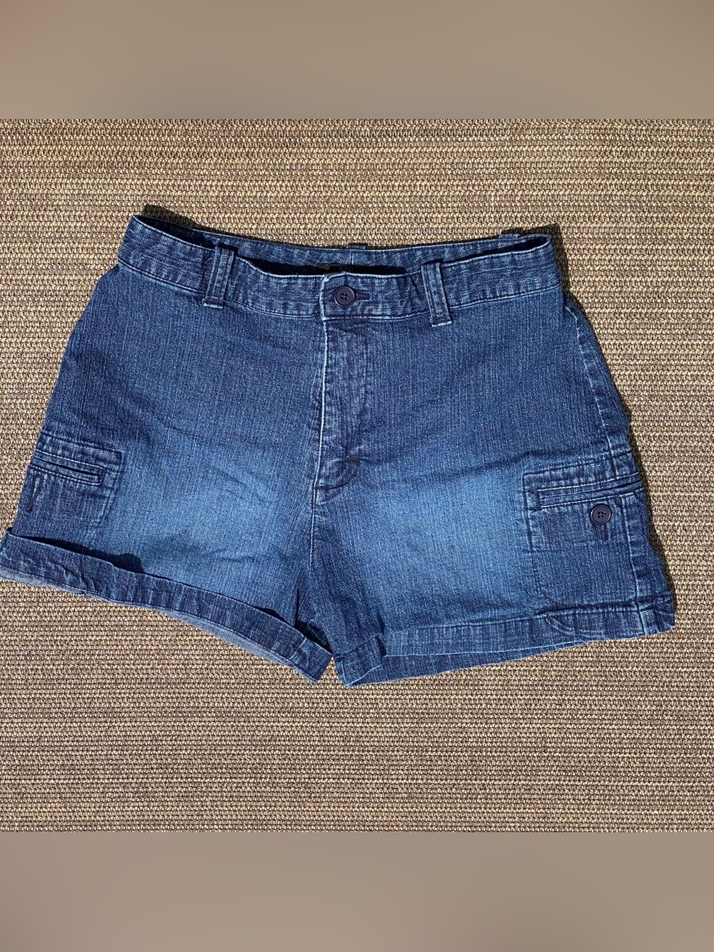 Lee Vintage Y2K Blue Denim Look Cargo Shorts Size 8M